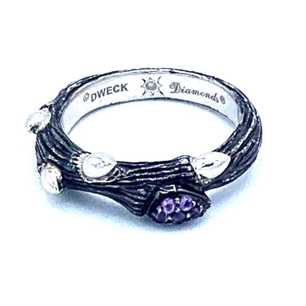VINTAGE - Stephen Dweck Diamonds Sterling Branch Ring - SIZE 7 - Picture 1 of 5